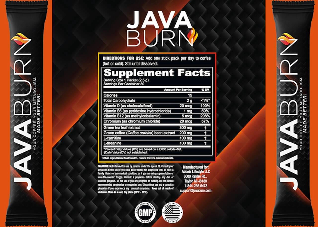 Java Burn supplement facts